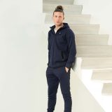 8. Paulo Vici - Model - Sweatvest & Pants (logo) - Navy Blue - Front